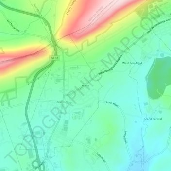 Mapa topográfico Alpha, altitud, relieve