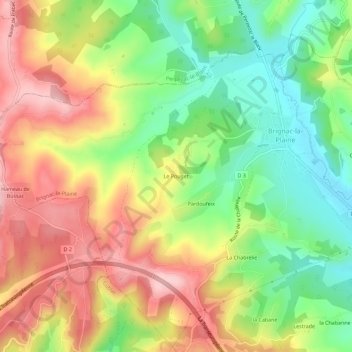 Mapa topográfico Le Pouget, altitud, relieve