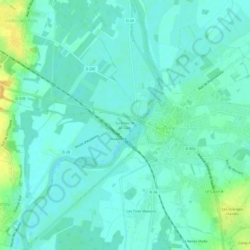 Mapa topográfico Quartier de la Gare, altitud, relieve