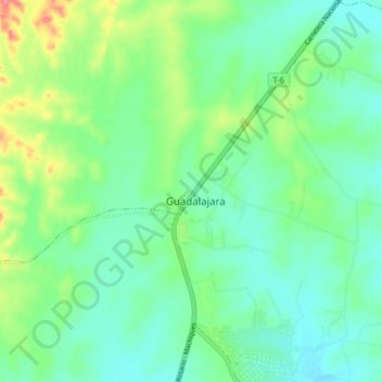 Mapa topográfico Guadalajara, altitud, relieve