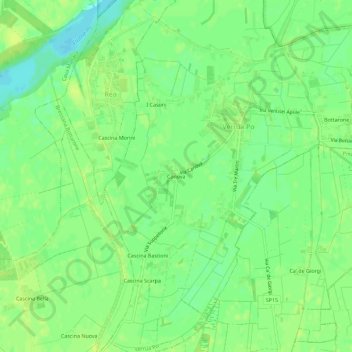 Mapa topográfico Canova, altitud, relieve