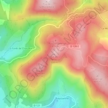 Mapa topográfico Suc au May, altitud, relieve