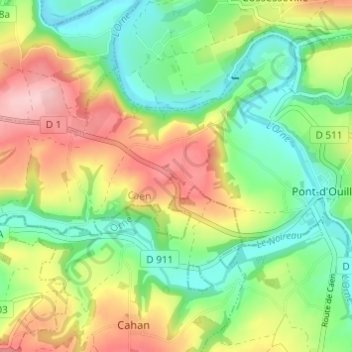 Mapa topográfico Saint-Marc d'Ouilly, altitud, relieve