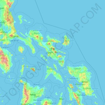 Mapa topográfico Albay, altitud, relieve