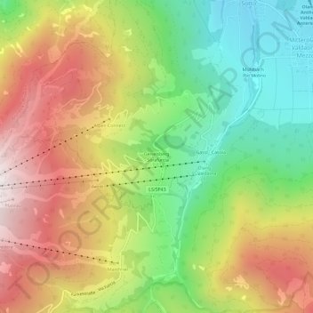 Mapa topográfico Sorafurcia, altitud, relieve