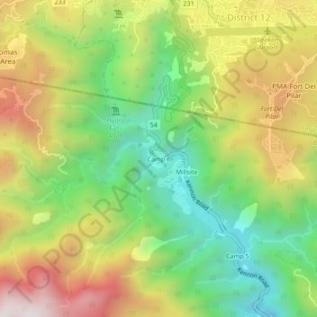 Mapa topográfico Camp 6, altitud, relieve