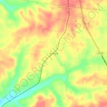 Mapa topográfico Bon Aqua, altitud, relieve