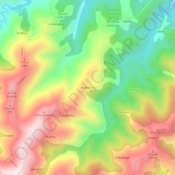 Mapa topográfico Brañaseca, altitud, relieve