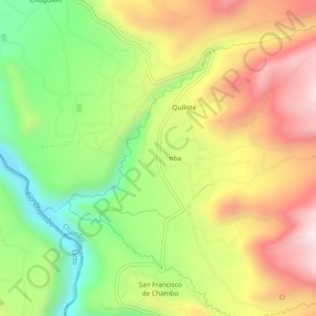 Mapa topográfico Guayllabamba, altitud, relieve