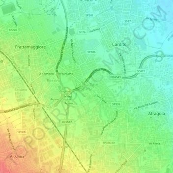 Mapa topográfico Località Case Sparse, altitud, relieve