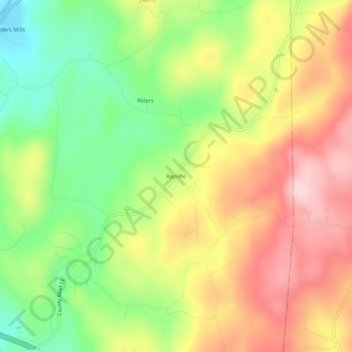 Mapa topográfico Rayville, altitud, relieve