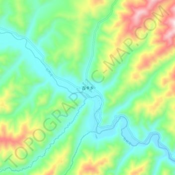 Mapa topográfico 吉卡乡, altitud, relieve