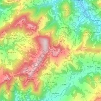 Mapa topográfico Rocca de' Ghislanzoni, altitud, relieve