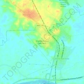 Mapa topográfico Ampliación Raúl Saturnino, altitud, relieve