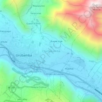 Mapa topográfico Chichubamba, altitud, relieve
