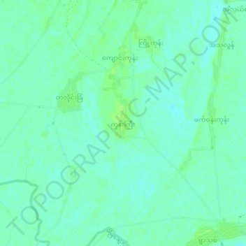 Mapa topográfico Kone Gyi, altitud, relieve