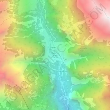 Mapa topográfico Lirone, altitud, relieve