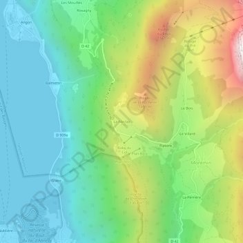 Mapa topográfico La Forclaz, altitud, relieve