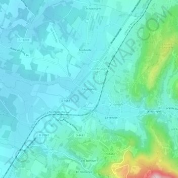 Mapa topográfico Les Teppes, altitud, relieve