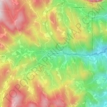 Mapa topográfico Rio Saltinho, altitud, relieve