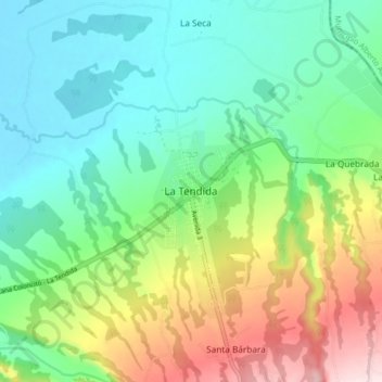 Mapa topográfico La Tendida, altitud, relieve