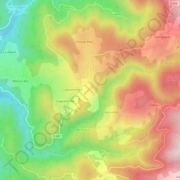 Mapa topográfico La Fagette, altitud, relieve