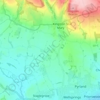 Mapa topográfico Nailsbourne, altitud, relieve