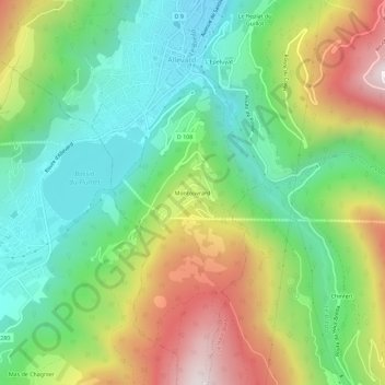 Mapa topográfico Montouvrard, altitud, relieve