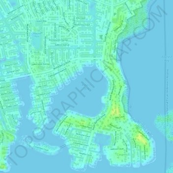 Mapa topográfico Roberts Bay, altitud, relieve