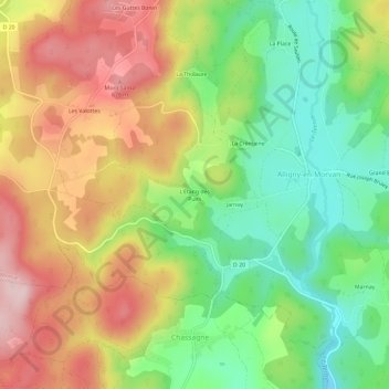 Mapa topográfico L'Étang des Puits, altitud, relieve