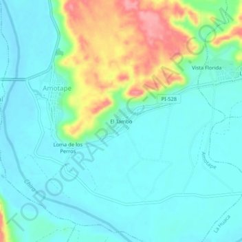 Mapa topográfico El Tambo, altitud, relieve