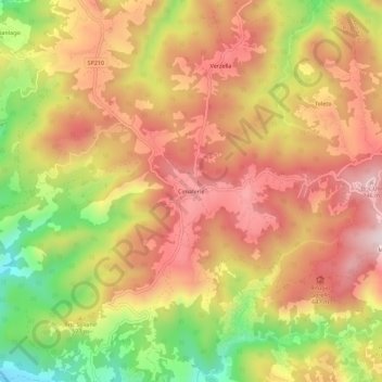 Mapa topográfico Cimaferle, altitud, relieve