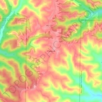 Mapa topográfico Chadwick, altitud, relieve