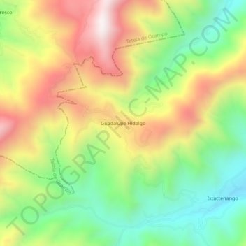 Mapa topográfico Guadalupe Hidalgo, altitud, relieve