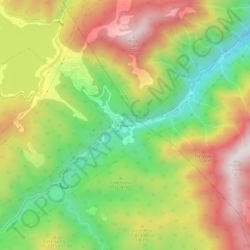 Mapa topográfico Ortolano, altitud, relieve