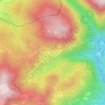 Mapa topográfico Montefosca, altitud, relieve