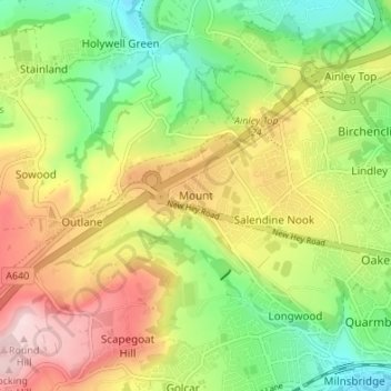 Mapa topográfico Mount, altitud, relieve