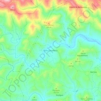 Mapa topográfico Porto Carvalhoso, altitud, relieve