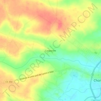 Mapa topográfico Campestre, altitud, relieve