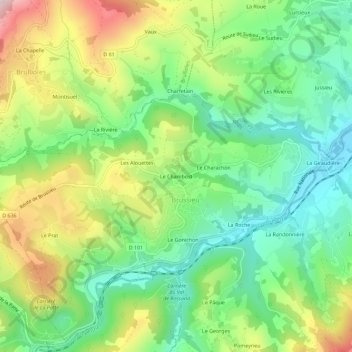 Mapa topográfico Le Chambost, altitud, relieve