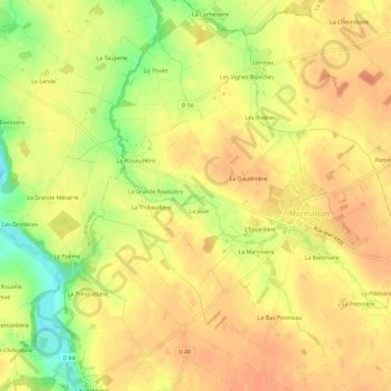 Mapa topográfico La Petite Roussière, altitud, relieve