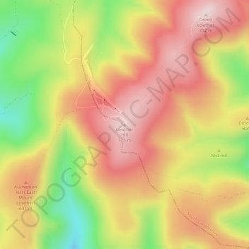 Mapa topográfico Lowther Hill, altitud, relieve