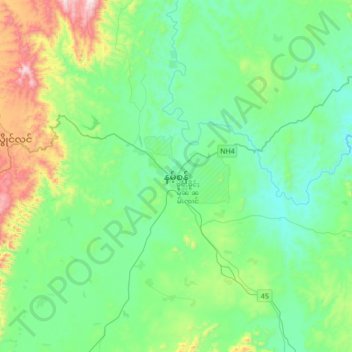 Mapa topográfico Nansang, altitud, relieve