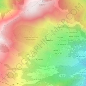 Mapa topográfico Léard, altitud, relieve