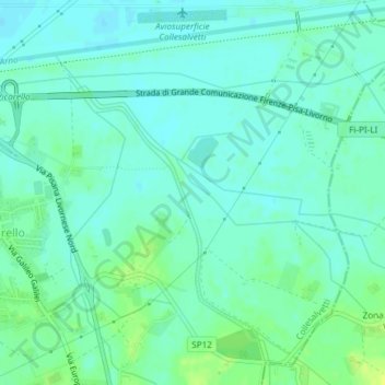 Mapa topográfico Grecciano, altitud, relieve
