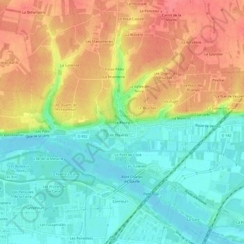 Mapa topográfico Le Bourg, altitud, relieve