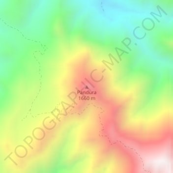 Mapa topográfico Pandura, altitud, relieve