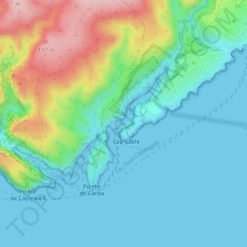 Mapa topográfico Calanque de Port-Miou, altitud, relieve