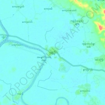 Mapa topográfico Kyondoe, altitud, relieve
