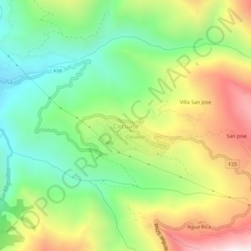 Mapa topográfico Circuata, altitud, relieve